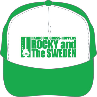 ROCKY & THE SWEDEN / BONG HIT! MESH TRUCKER CAP WHITE / GREEN