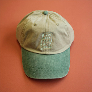 TOPSHELF RECORDS / STONE/FOREST GREEN EMBROIDERED LOGO BASEBALL HAT