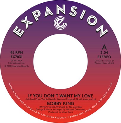 BOBBY KING / ボビー・キング / IF YOU DON'T WANT MY LOVE / LOVERS BY NIGHT (7")