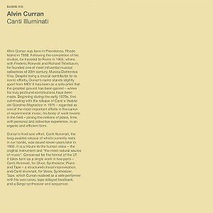 ALVIN CURRAN / アルヴィン・カラン / CANTI ILLUMINATI