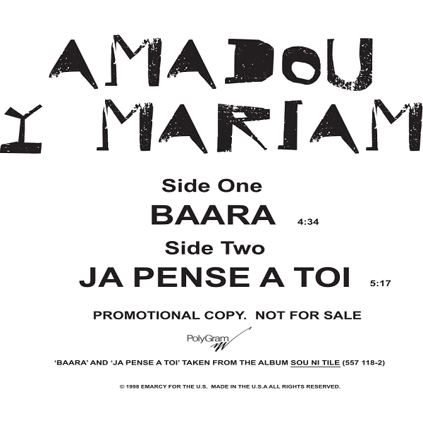 AMADOU ET MARIAM / アマドゥ & マリアム / BAARRA / JA PENSE A TOI