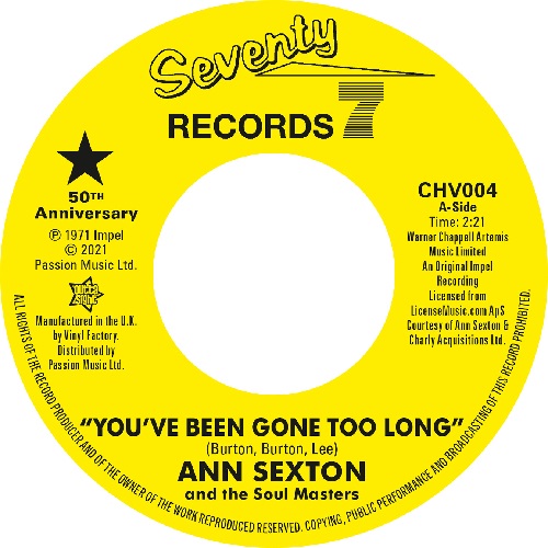 ANN SEXTON / アン・セクストン / YOU'VE BEEN GONE TOO LONG / I HAD A FIGHT WITH LOVE (7")