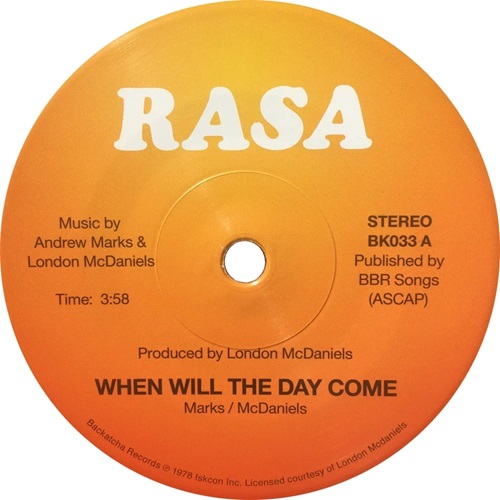 RASA / ラサ / WHEN WILL THE DAY COME / WITHIN THE SOUND (7")