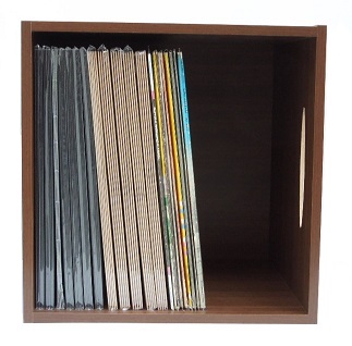 レコードラック / 取っ手付き1マスレコードラック・ウッド(ウォールナット)  (LP約80枚収納)