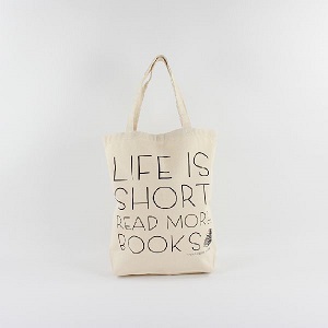 TYPOGRAPHY TOTEBAG / TYPOGRAPHY TOTE LIFE IS SHORT READ MORE M (Natural/Grey)