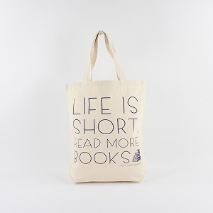 TYPOGRAPHY TOTEBAG / TYPOGRAPHY TOTE LIFE IS SHORT READ MORE M (Natural/Navy)