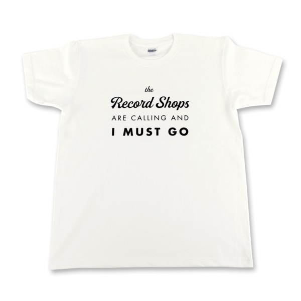 Tシャツ / TYPOGRAPHY T-SHIRT THE RECORD SHOPS ARE CALLING AND I MUST GO Lサイズ
