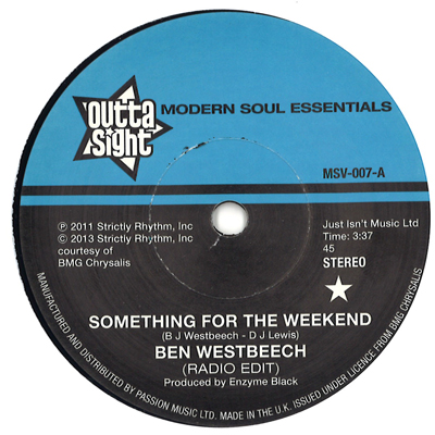 BEN WESTBEECH / ベン・ウェストビーチ / SOMETHING FOR THE WEEKEND (7") 