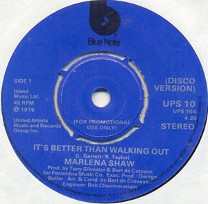 MARLENA SHAW / マリーナ・ショウ / IT'S BETTER THAN WALKIN' OUT (7")
