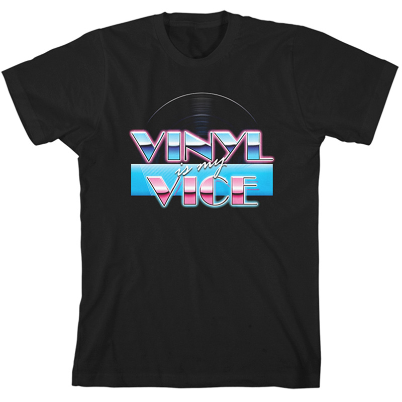 RECORD STORE DAY / VINYL IS MY VICE - NEON VICE (MIAMI VICE-STYLE LOGO) (SLIM FIT T-SHIRT BLACK LARGE)