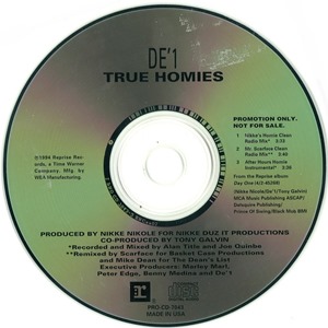 DE'1 / TRU HOMIES - PROMO CDS (MAXI SINGLE) -