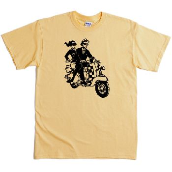 REGGAE T-SHIRTS / RUDEBOY ON SCOOTER T-SHIRTS YELLOW (S)