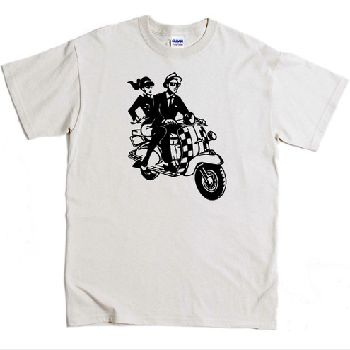 REGGAE T-SHIRTS / RUDEBOY ON SCOOTER T-SHIRTS WHITE (S)