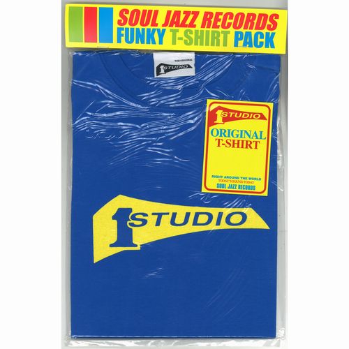 SOUL JAZZ RECORDS STUDIO 1 T-SHIRT / ROYAL BLUE/YELLOW PRINT MEDIUM STUDIO ONE T SHIRT