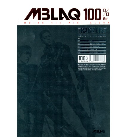 MBLAQ / 4TH MINI ALBUM: 100%VER