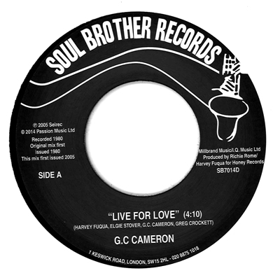 G.C. CAMERON / G.C.キャメロン / LIVE FOR LOVE / LOVE JUST AIN'T NO FUN (LARGE CENTER HALL) (7")