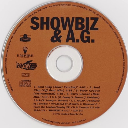 SHOWBIZ & A.G. / ショウビズ&A.G. / SOUL CLAP / PARTY GROOVE - US PROMO CD SINGLE -