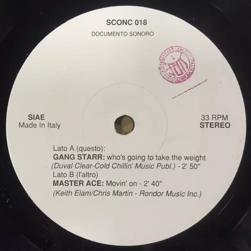 GANG STARR / MASTER ACE / WHO'S GOING TO TAKE THE WEIGHT / MOVIN' ON - ITALY PRESS 45'S -
