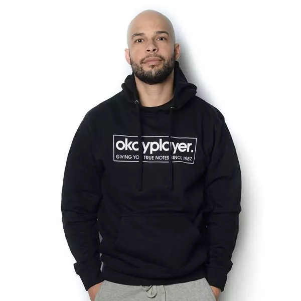 V.A. (OKAYPLAYER) / LOGO PULLOVER HOODED SWEATSHIRT (BLACK-S)