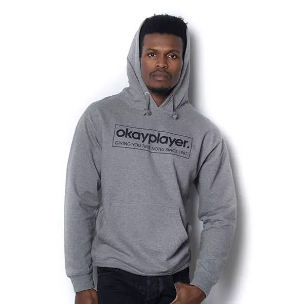 V.A. (OKAYPLAYER) / LOGO PULLOVER HOODED SWEATSHIRT (GREY-M)