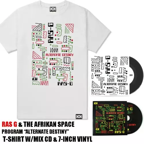 RAS G AND THE AFRIKAN SPACE PROGRAM / ALTERNATE DESTINY (T-SHIRT, MIX CD & 7") WHITE - XL
