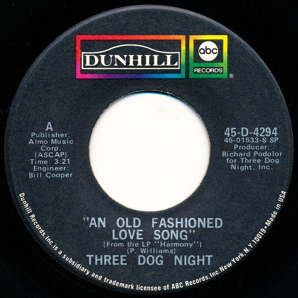 THREE DOG NIGHT / スリー・ドッグ・ナイト / AN OLD FASHIONED LOVE SONG