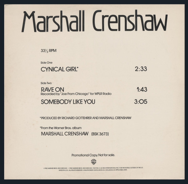 MARSHALL CRENSHAW / マーシャル・クレンショウ / CYNICAL GIRL