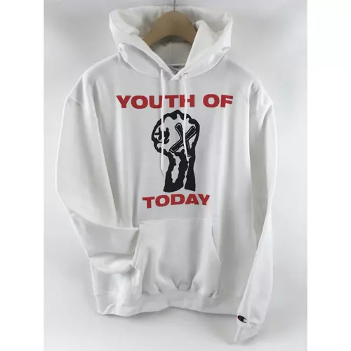 YOUTH OF TODAY / ユース・オブ・トゥデイ / BREAK DOWN THE WALLS HOODED SWEATSHIRT (WHITE / M / CHAMPION BRAND)