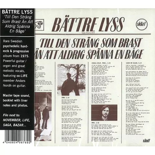 BATTRE LYSS / ベットレ・リス / TILL DEN STRANG SOM BRAST AN ATT ALDRIG SPANNA EN BAGE