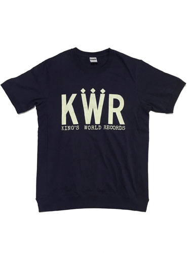 Kings World Records OFFCIAL GOODS / KWRロゴ サイドパネルリブ付 厚手Tシャツ NAVY/S