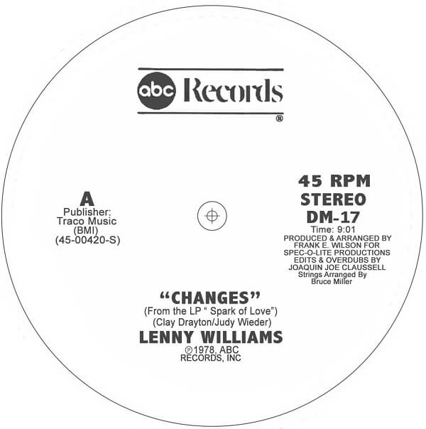 LENNY WILLIAMS / レニー・ウィリアムズ / CHANGES (JOE CLAUSSELL EDIT)