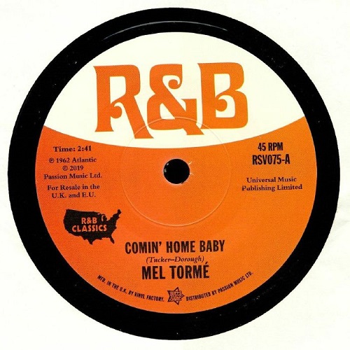 MEL TORME / SOLOMON BURKE / COMIN' HOME BABY / CRY TO ME (7")