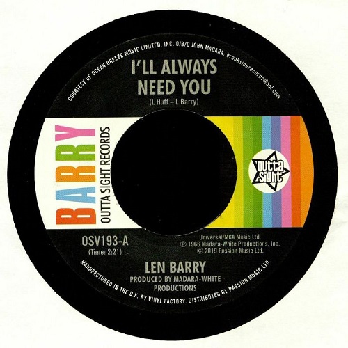 LEN BARRY / レン・バリー / I'LL ALWAYS NEED YOU / LOVE LOVE LOVE (7")