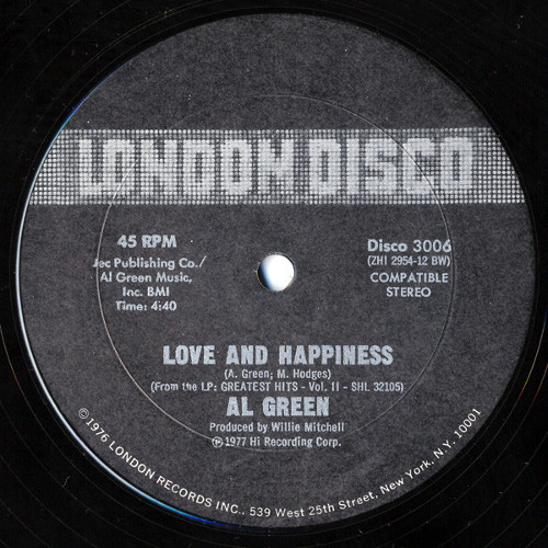 AL GREEN / アル・グリーン / LOVE & HAPPINESS / TAKE ME TO THE RIVER(12")