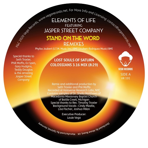 ELEMENTS OF LIFE FEATURING JASPER STREET COMPANY  / エレメンツ・オブ・ライフ・フィーチャリング・ジャスパー・ストリート・カンパニー / STAND ON THE WORD (LOST SOULS OF SATURN AND DJ SPEN & GARY HUDGINS REMIXES)