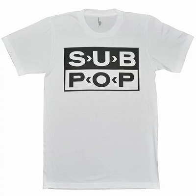SUB POP (US INDIE LABEL) / SUB POP OFFICIAL ロゴTシャツ [ボディ:ホワイト / プリント:ブラック / Lサイズ]