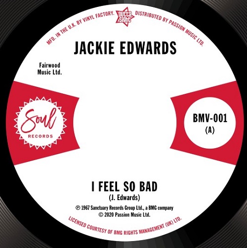 JACKIE EDWARDS / DEL DAVIS / I FEEL SO BAD / BABY DON'T WAKE ME (7")