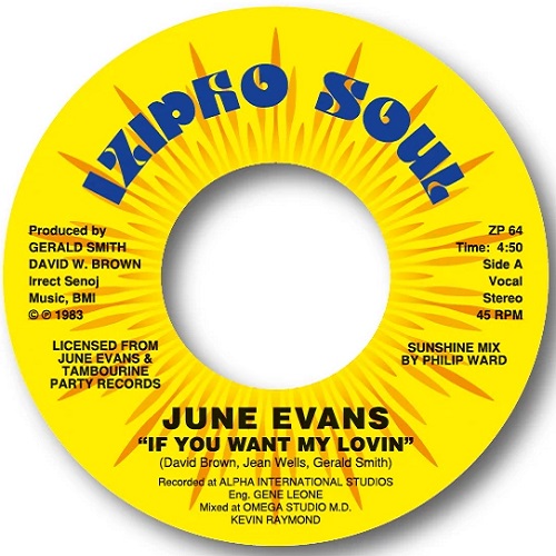 JUNE EVANS / ジューン・エヴァンス / IF YOU WANT MY LOVIN / HARDLY NEED TO SAY (7")