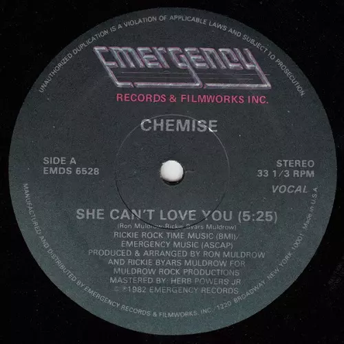 CHEMISE / シミーズ / SHE CAN'T LOVE YOU (VOCAL) / SHE CAN'T LOVE YOU(INSTRUMENTAL) (12")