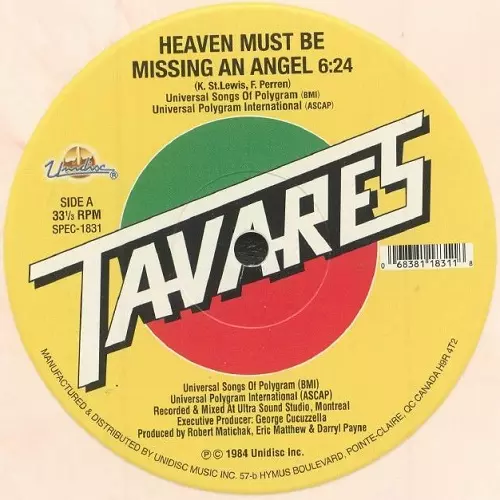 TAVARES / タバレス / HEAVEN MUST BE MISSING AN ANGEL / MORE THAN A WOMAN (12")