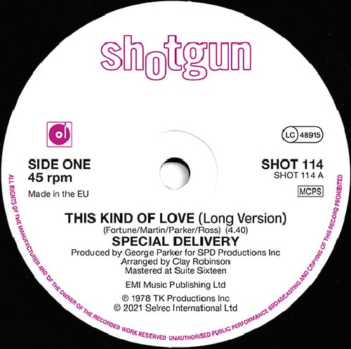 SPECIAL DELIVERY / スペシャル・デリヴァリー / THIS KIND OF LOVE(LONG VERSION) / I'VE GOT TO BE FREE (7")