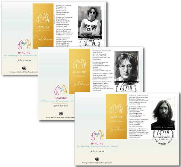 JOHN LENNON / ジョン・レノン / 50TH ANNIVERSARY OF IMAGINE (INTERNATIONAL DAY OF PEACE) FIRST DAY COVER SOUVENIR SHEET SET