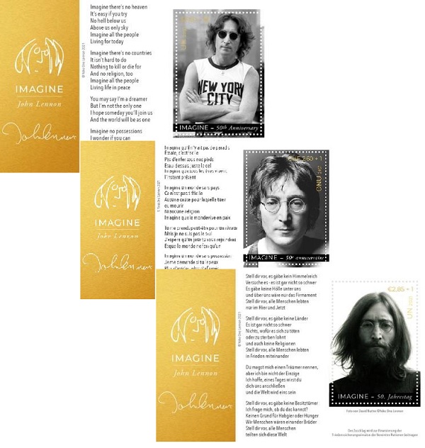 50th Anniversary Of Imagine International Day Of Peace Single Set John Lennon ジョン レノン イマジン のレコーディング50周年を記念した切手が国際平和デーに発行 Old Rock ディスクユニオン オンラインショップ Diskunion Net