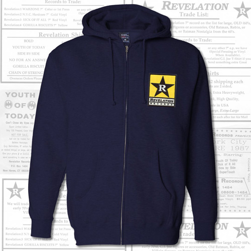 REVELATION RECORDS / L/EMBROIDERED HOODIE NAVY