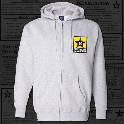 REVELATION RECORDS / L/EMBROIDERED HOODIE HEATHER GREY