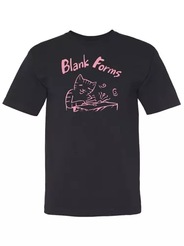 AKIO SUZUKI / 鈴木昭男 / T-SHIRT (CLASSIC DESIGN, PINK ON NAVY BLUE) SIZE L
