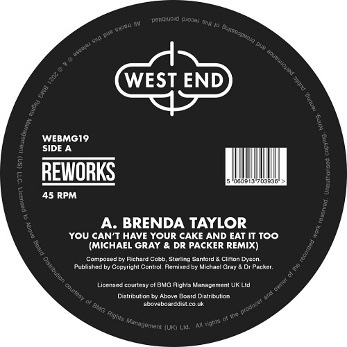 BRENDA TAYLOR/NYC PEECH BOYS / YOU CAN’T HAVE YOUR CAKE AND EAT IT TOO / DON’T MAKE ME WAIT (DR PACKER & MICHAEL GRAY REWORKS)