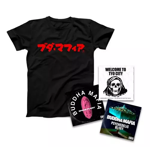 BUDDHA MAFIA / 『TOUCH N GO』『SPACE PUSSY』『PSYCHEDELIC BLUES』7inch Vinyl(3records)+ BUDDHA MAFIA(カタカナ)T-Shirts_SET(Mサイズ)