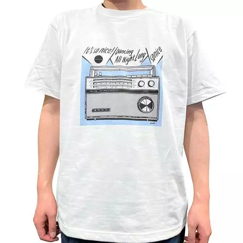 so nice × 江口寿史 / IT'S SO NICE !/DANCING ALL NIGHT LONG Tシャツ (ボディ:ホワイト/イラスト:ブルー/Lサイズ)