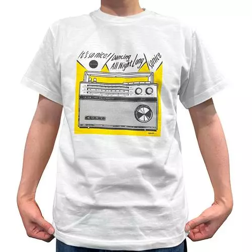 so nice × 江口寿史 / IT'S SO NICE !/DANCING ALL NIGHT LONG Tシャツ (ボディ:ホワイト/イラスト:イエロー/Lサイズ)
